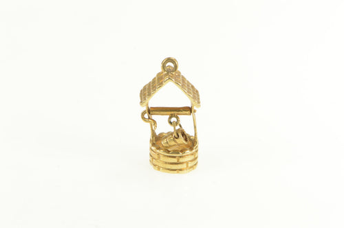 14K 3D Articulated Wishing Well Symbol Charm/Pendant Yellow Gold