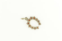 Load image into Gallery viewer, 14K Garnet Horse Shoe Good Luck Lucky Charm/Pendant White Gold