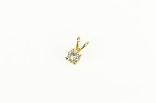14K 0.25 Ct Diamond Solitaire Classic Simple Pendant Yellow Gold