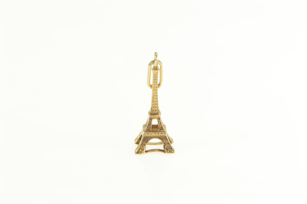 14K 3D Eiffel Tower Paris France Landmark Souvenir Charm/Pendant Yellow Gold
