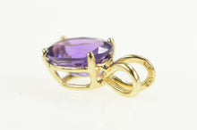 Load image into Gallery viewer, 14K Oval Amethyst Solitaire Classic Statement Pendant Yellow Gold