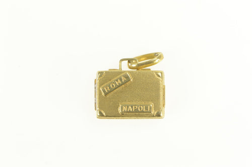 18K 3D Suitcase Luggage Travel Jetsetter Nomad Charm/Pendant Yellow Gold