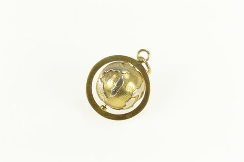 14K 3D Articulated Globe Earth Spinner Travel Charm/Pendant Yellow Gold