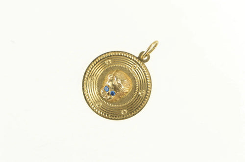 14K 1950's September Birthstone Baby Face Child Charm/Pendant Yellow Gold