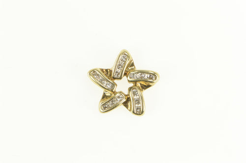 10K 0.30 Ctw Diamond Star Twist Design Pendant Yellow Gold