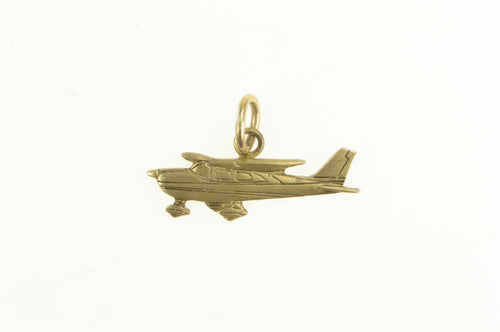 14K 3D Biplane Small Plane Aviation Travel Charm/Pendant Yellow Gold