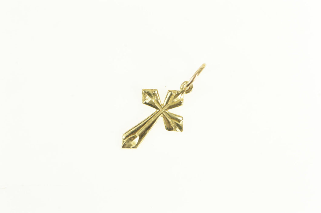 14K Cross Christian Faith Diamond Cut Charm/Pendant Yellow Gold