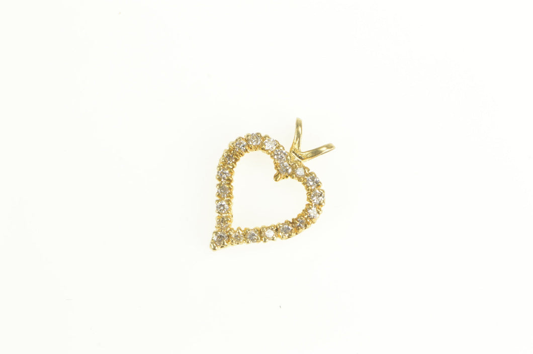 14K Diamond Heart Love Symbol Classic Pendant Yellow Gold