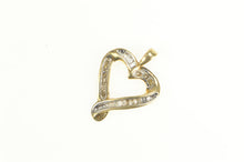 Load image into Gallery viewer, 10K Round &amp; Baguette Diamond Heart Love Pendant Yellow Gold