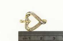 Load image into Gallery viewer, 10K Round &amp; Baguette Diamond Heart Love Pendant Yellow Gold