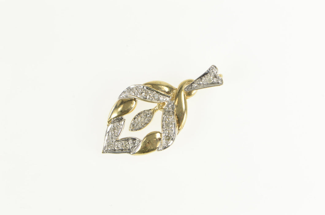 10K Diamond Dangle Accent Twist Statement Pendant Yellow Gold