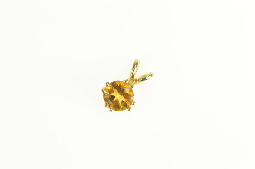 10K Faceted Cushion Citrine Solitaire Pendant Yellow Gold