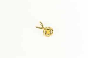 10K Faceted Cushion Citrine Solitaire Pendant Yellow Gold
