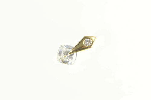 14K Faceted Cushion Cubic Zirconia Geometric Pendant Yellow Gold