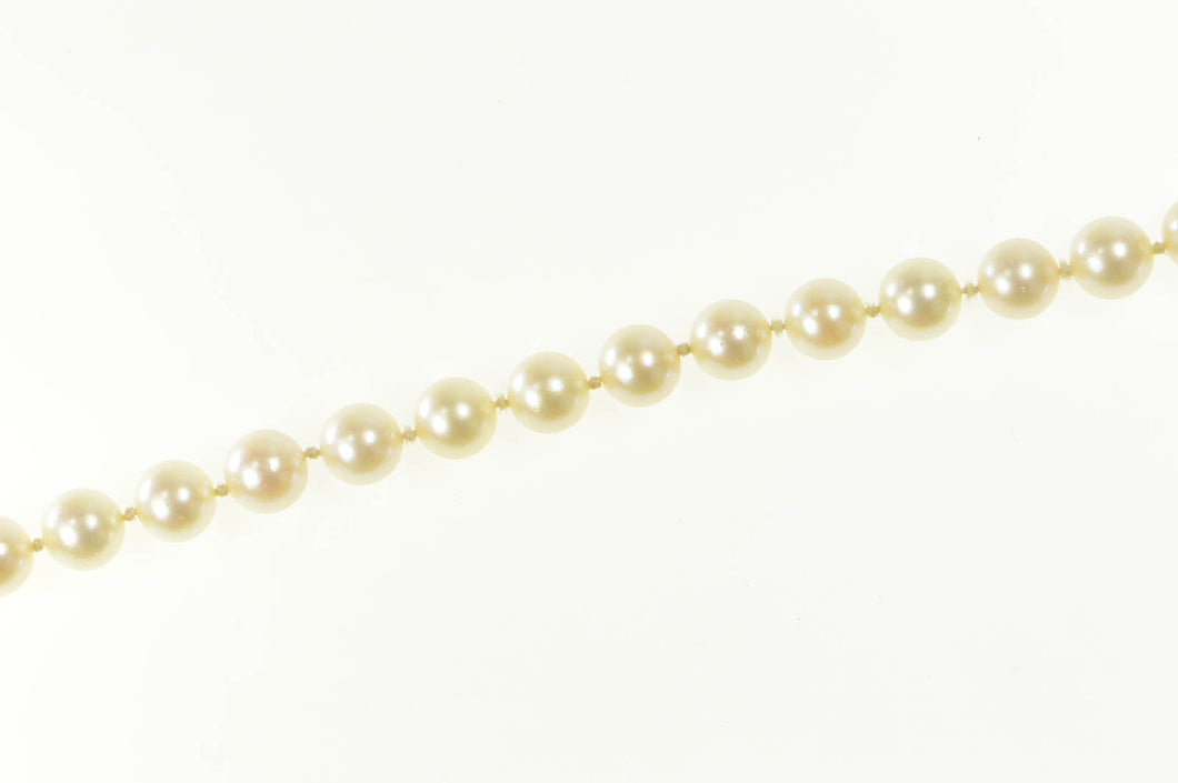 14K Retro Classic Pearl Beaded Filigree Clasp Necklace 16.5