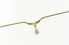 Load image into Gallery viewer, Gold Filled Curved CZ Dangle Drop Herringbone Chain Necklace 17.5&quot;