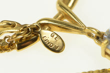 Load image into Gallery viewer, Gold Filled Curved CZ Dangle Drop Herringbone Chain Necklace 17.5&quot;