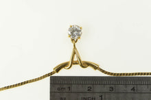Load image into Gallery viewer, Gold Filled Curved CZ Dangle Drop Herringbone Chain Necklace 17.5&quot;