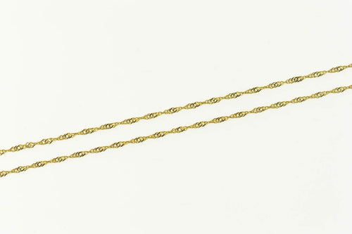 14K 1.0mm Curb Link Rolling Twist Spiral Chain Necklace 17.75
