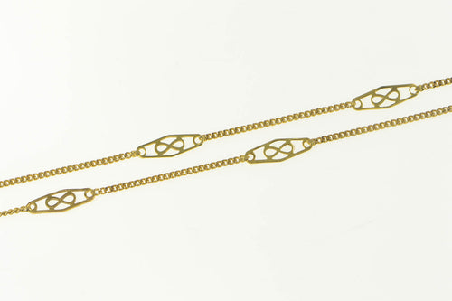 14K Infinity Filigree Link Curb Chain Link Necklace 18.25