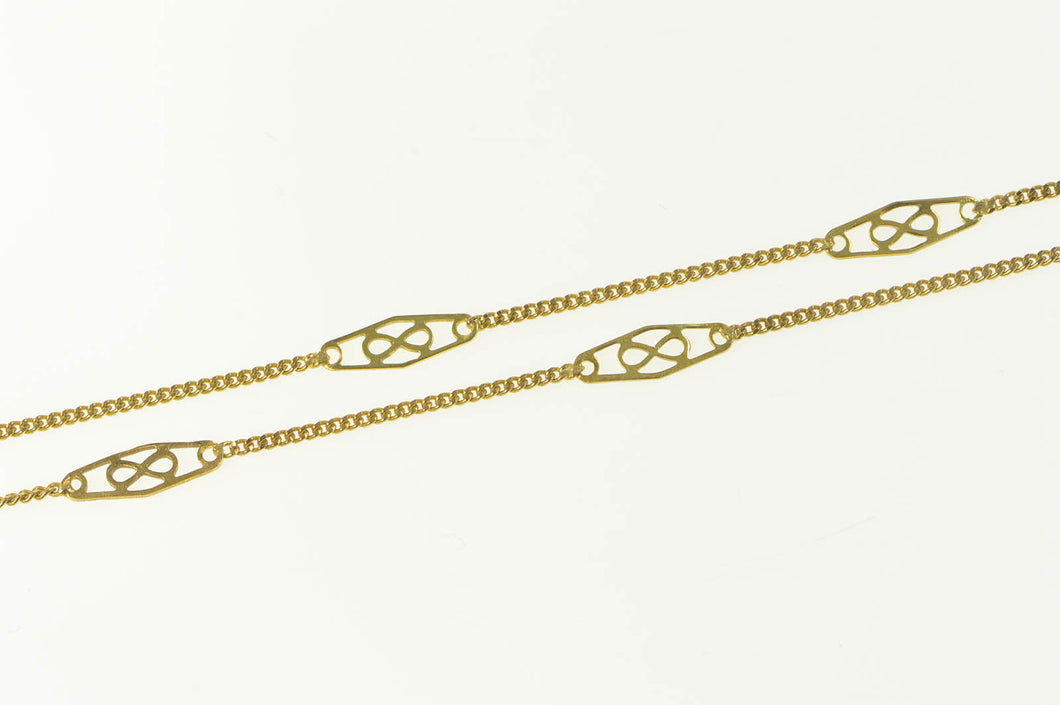 14K Infinity Filigree Link Curb Chain Link Necklace 18.25