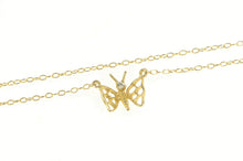 Load image into Gallery viewer, 14K Diamond Filigree Butterfly Chain Link Necklace 16&quot; Yellow Gold