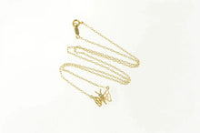 Load image into Gallery viewer, 14K Diamond Filigree Butterfly Chain Link Necklace 16&quot; Yellow Gold