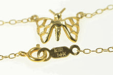 Load image into Gallery viewer, 14K Diamond Filigree Butterfly Chain Link Necklace 16&quot; Yellow Gold