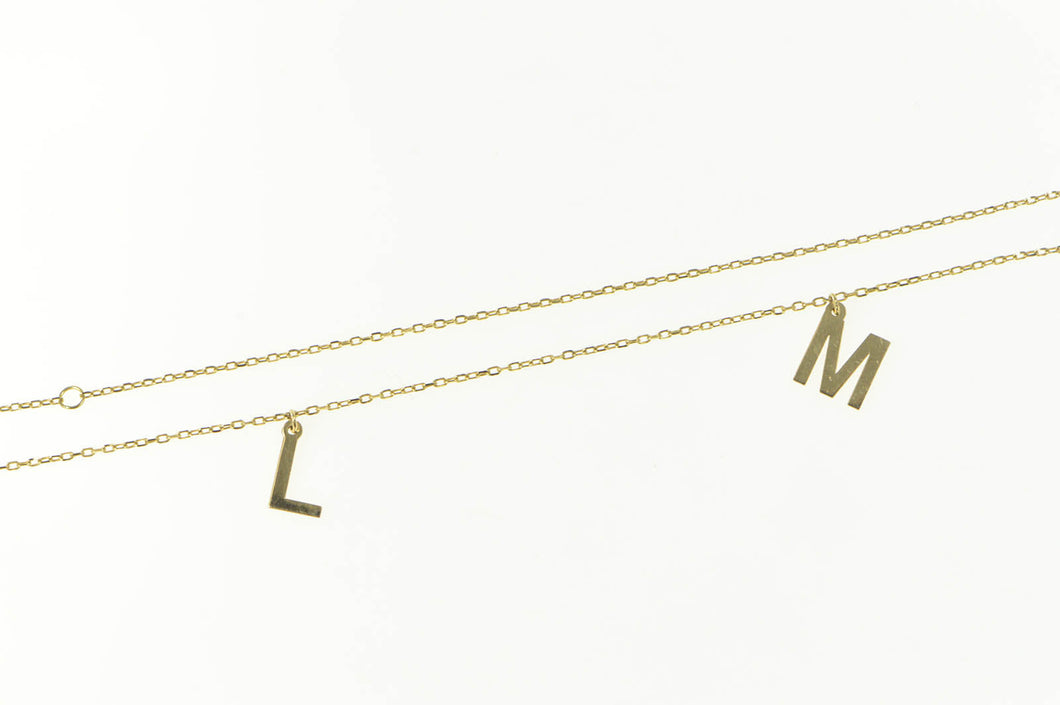 14K LM Monogram Initial Name Chain Link Necklace 15.5