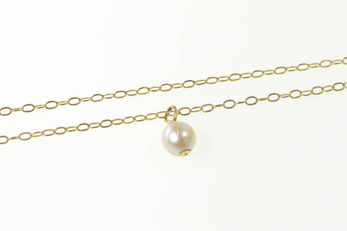 14K 5.1mm Pearl Retro Classic Link Chain Necklace 17.25
