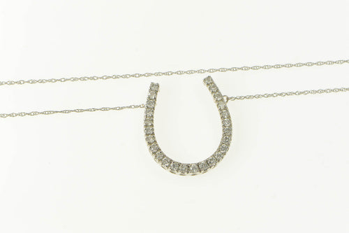 14K 0.37 Ctw Diamond Horse Shoe Good Luck Necklace 18.75