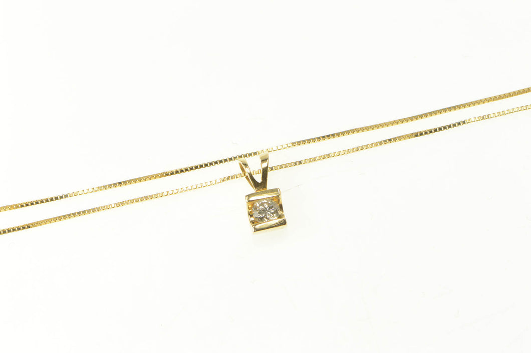 14K Diamond Solitaire Classic Squared Chain Necklace 18