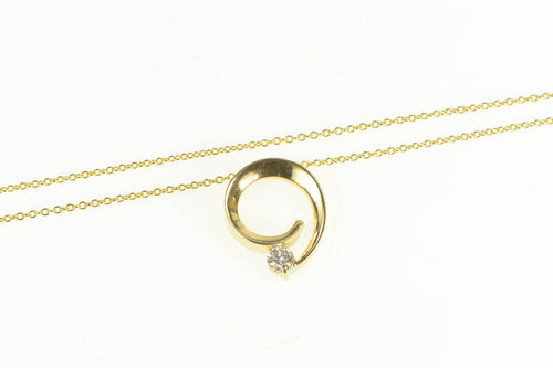 14K Diamond Twist Spiral Pendant Twist Chain Necklace 18.25