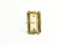 Load image into Gallery viewer, 14K Emerald Cut Smoky Quartz Retro Cocktail Ring Yellow Gold