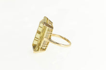 Load image into Gallery viewer, 14K Emerald Cut Smoky Quartz Retro Cocktail Ring Yellow Gold