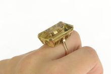 Load image into Gallery viewer, 14K Emerald Cut Smoky Quartz Retro Cocktail Ring Yellow Gold