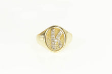 Load image into Gallery viewer, 14K Diamond K Monogram Letter Initial Oval Signet Ring Yellow Gold