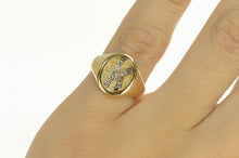 Load image into Gallery viewer, 14K Diamond K Monogram Letter Initial Oval Signet Ring Yellow Gold