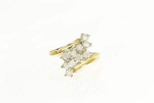 14K 0.80 Ctw Diamond Cluster Statement Bypass Ring Yellow Gold