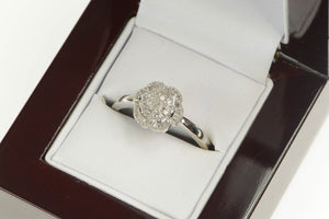 10K 0.25 Ctw Diamond Cluster Promise Engagement Ring White Gold