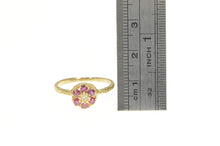 Load image into Gallery viewer, 14K Diamond Natural Ruby Halo Flower Engagement Ring Yellow Gold