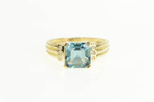Load image into Gallery viewer, 14K Princess London Blue Topaz Diamond Statement Ring Yellow Gold