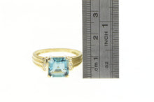 Load image into Gallery viewer, 14K Princess London Blue Topaz Diamond Statement Ring Yellow Gold