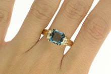 Load image into Gallery viewer, 14K Princess London Blue Topaz Diamond Statement Ring Yellow Gold