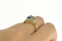 Load image into Gallery viewer, 14K Princess London Blue Topaz Diamond Statement Ring Yellow Gold