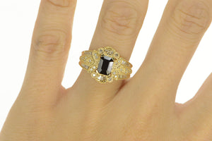 14K 1.70 Ctw Emerald Sapphire Diamond Engagement Ring Yellow Gold