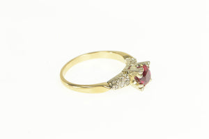 14K 1940's 0.93 Ctw Spinel Diamond Engagement Ring Yellow Gold