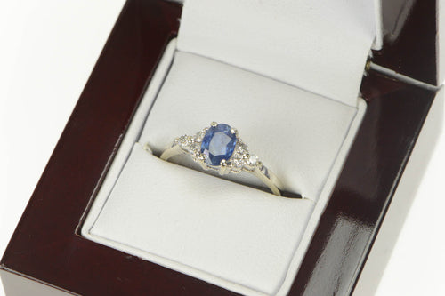 14K 1.18 Ctw Natural Sapphire Diamond Engagement Ring White Gold