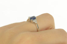 Load image into Gallery viewer, 14K 1.18 Ctw Natural Sapphire Diamond Engagement Ring White Gold