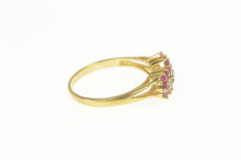 Load image into Gallery viewer, 10K Diamond Ruby Flower Cluster Statement Ring Yellow Gold